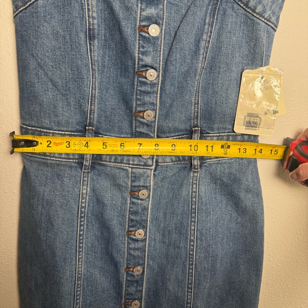 Levi's Blue Denim Strapless Button-Front Dress - Picture 9 of 14